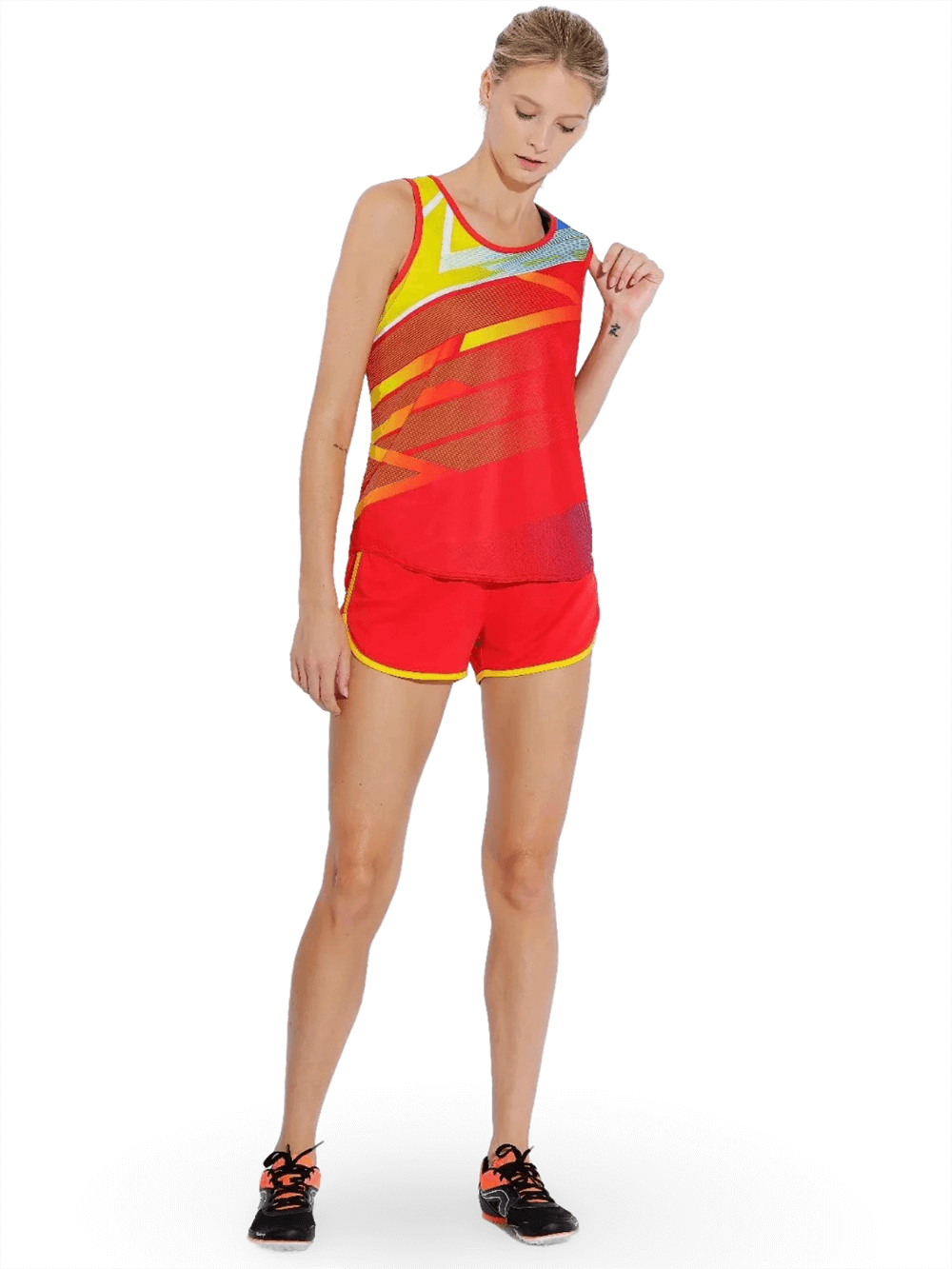 Sleek women's athletic tank and shorts set SF2060 in vibrant colors, perfect for running and training. Lightweight and breathable.
